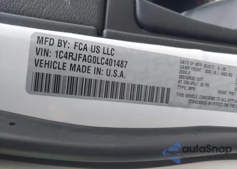 2020 Jeep Grand Cherokee Altitude 4X4 z USA, uszkodzony, nr VIN 1C4RJFAG0LC401487